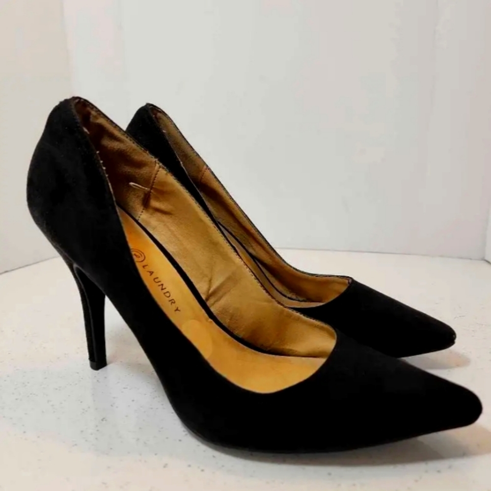 Chinese Laundry Womens Classic Pump Heel Black Suede Slip On Pointed Toe 11 M